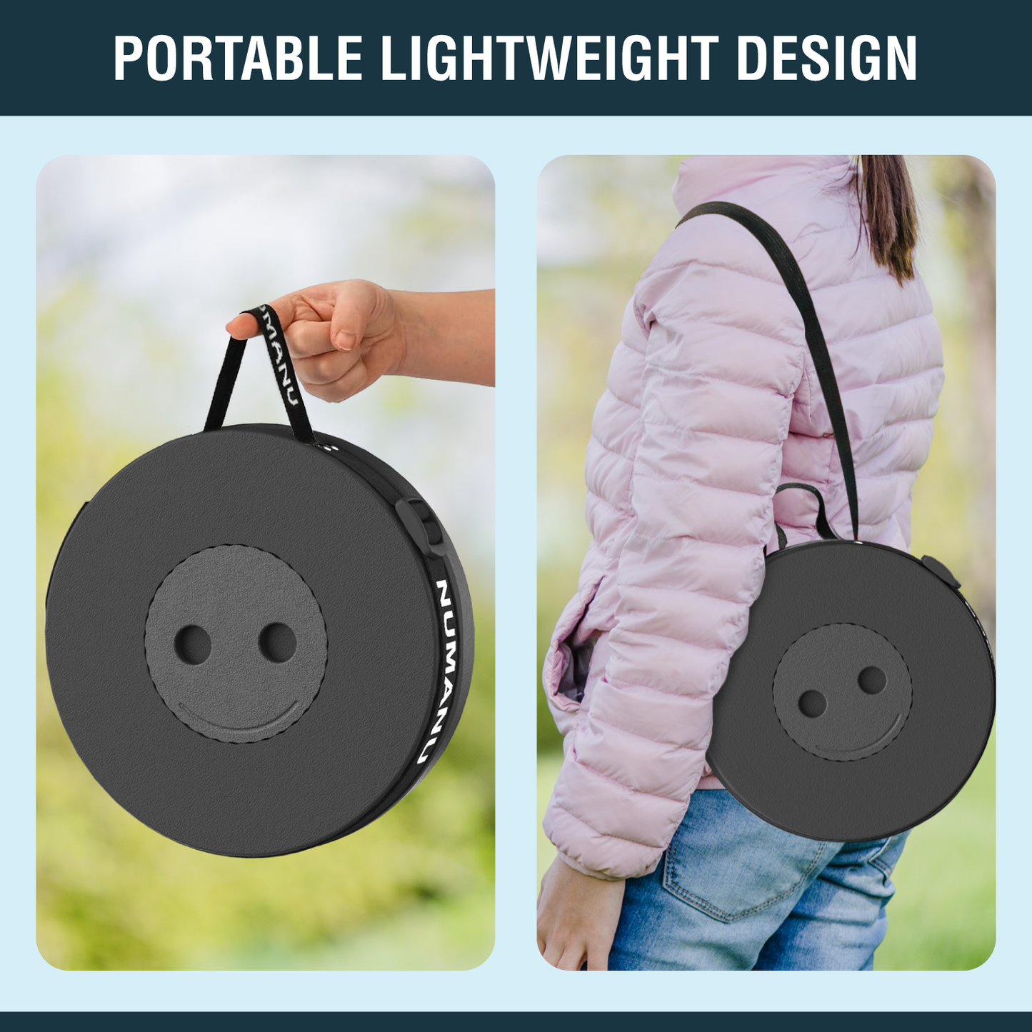 Collapsible stool partially expanded displaying stability