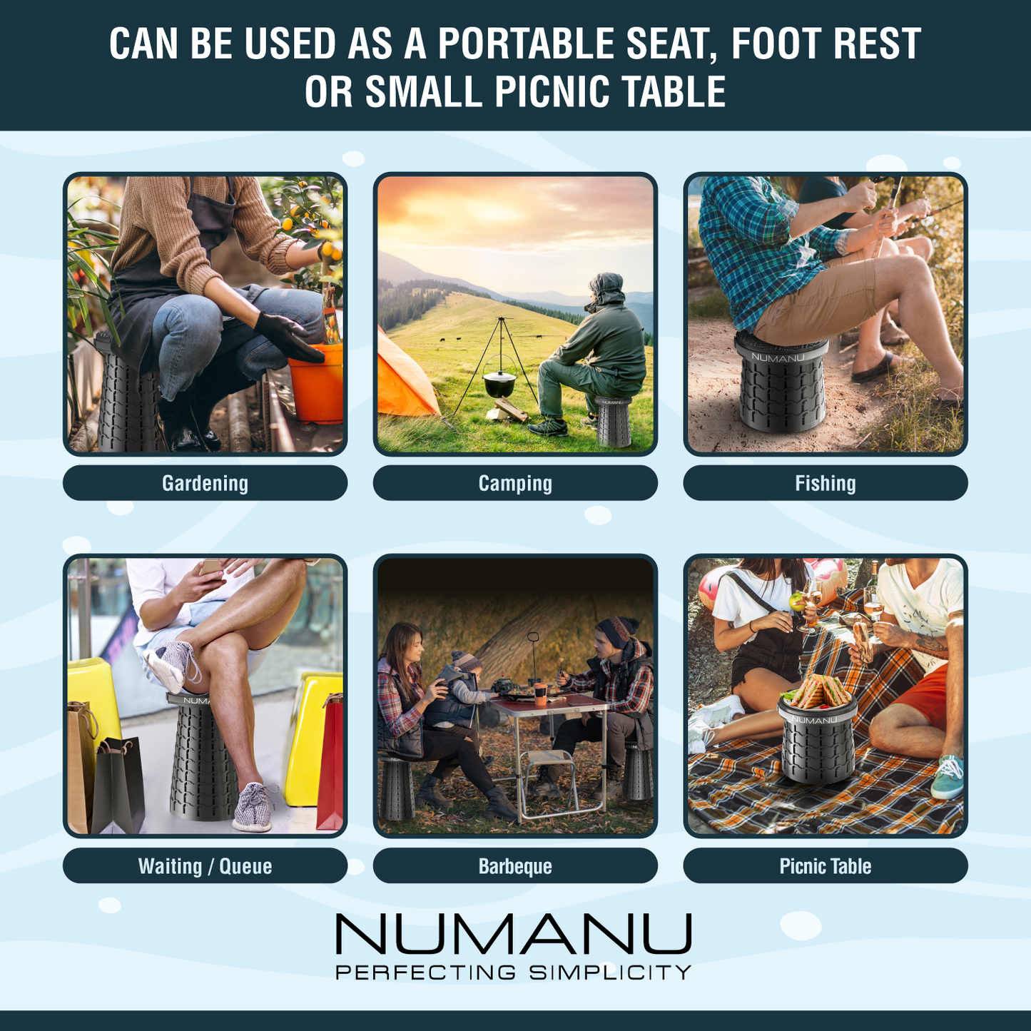 NUMANU compact stool folded with handle visible