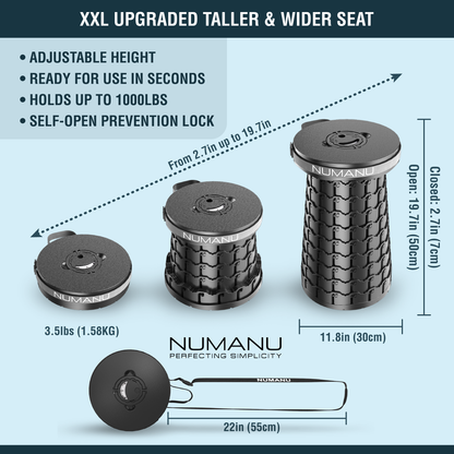 Taller & Wider Collapsible Stool in XXL, Lifetime Warranty