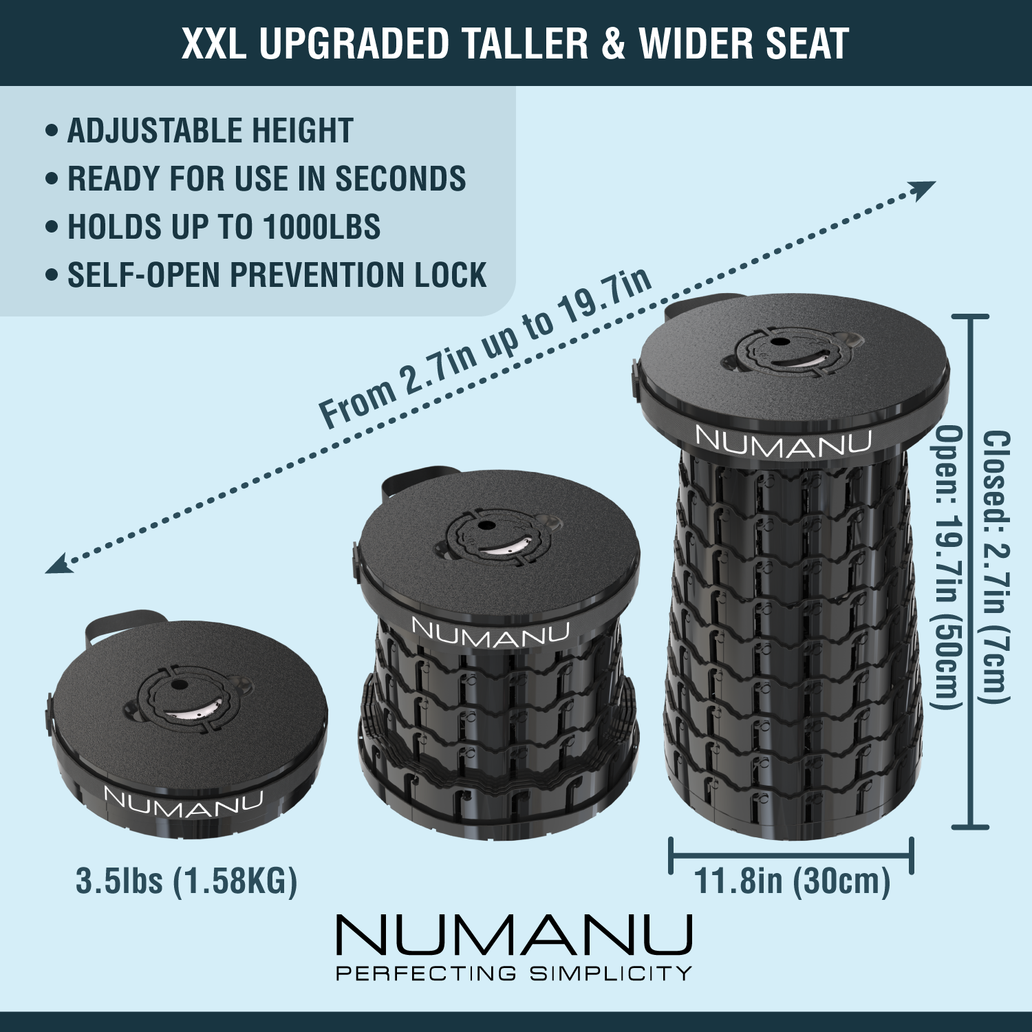 Numanu collapsible portable stool in a stylish outdoor setting