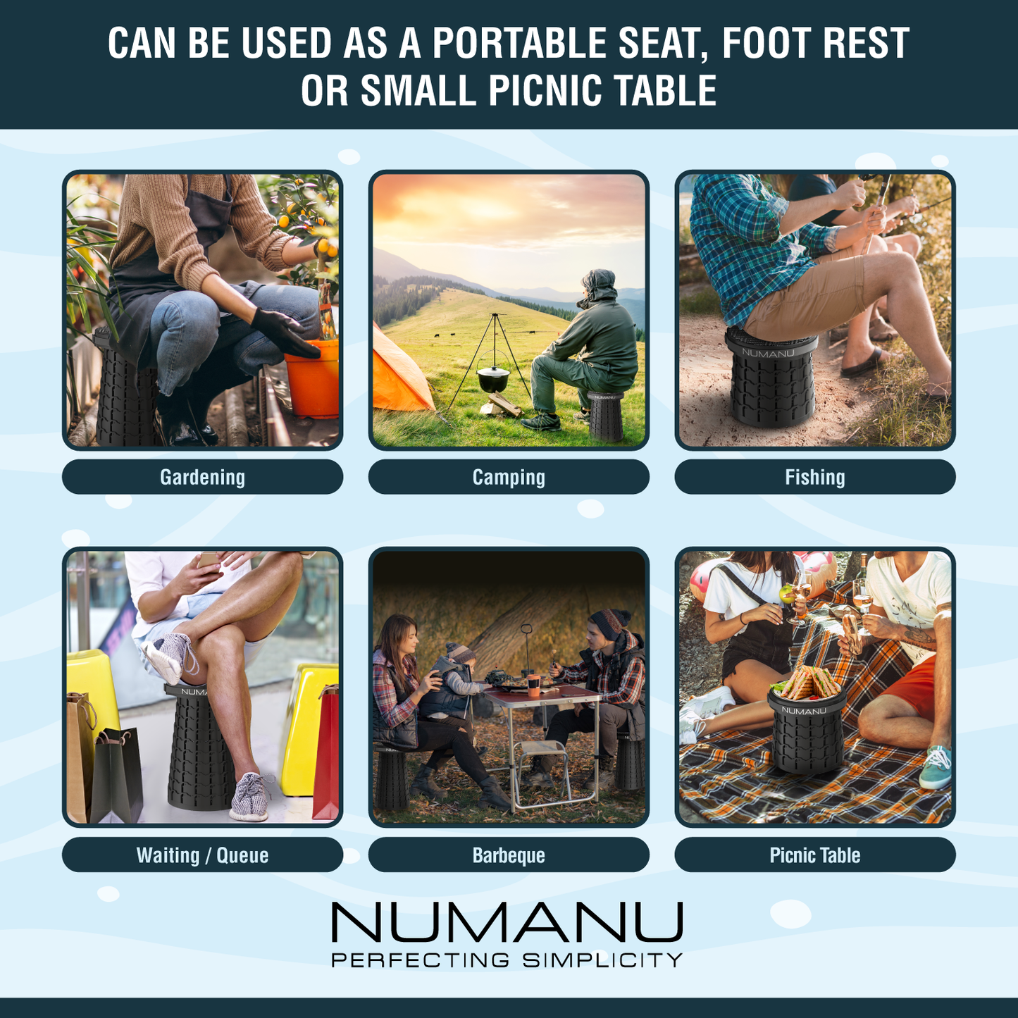 Numanu Retractable Stool in outdoor setting