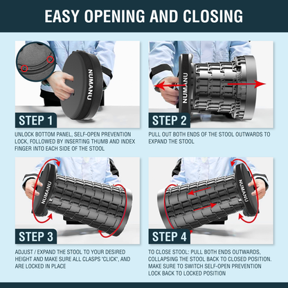 2025 Upgraded Padded Collapsible Stool Max 620lbs (Standalone - Stool Only)