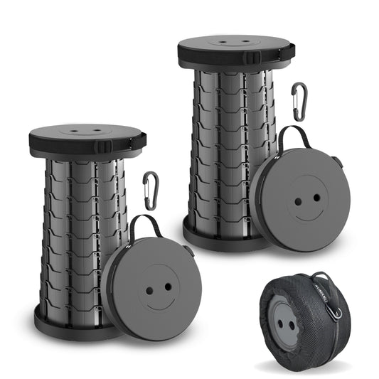 Two-pack collapsible portable stools with carry bag